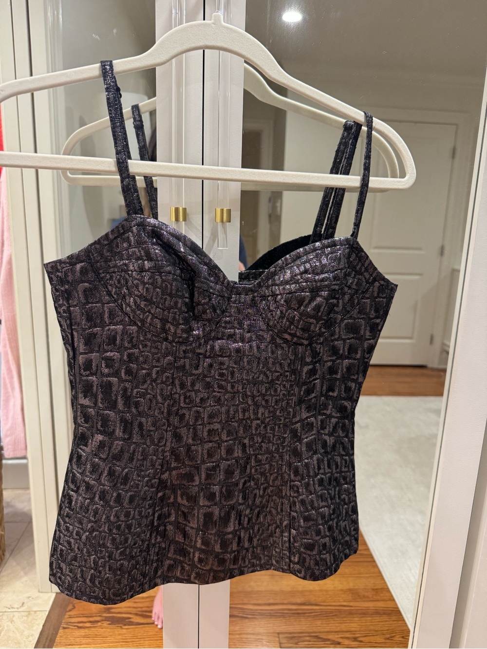 Trina Turk Women’s Black Textured Bustier Top